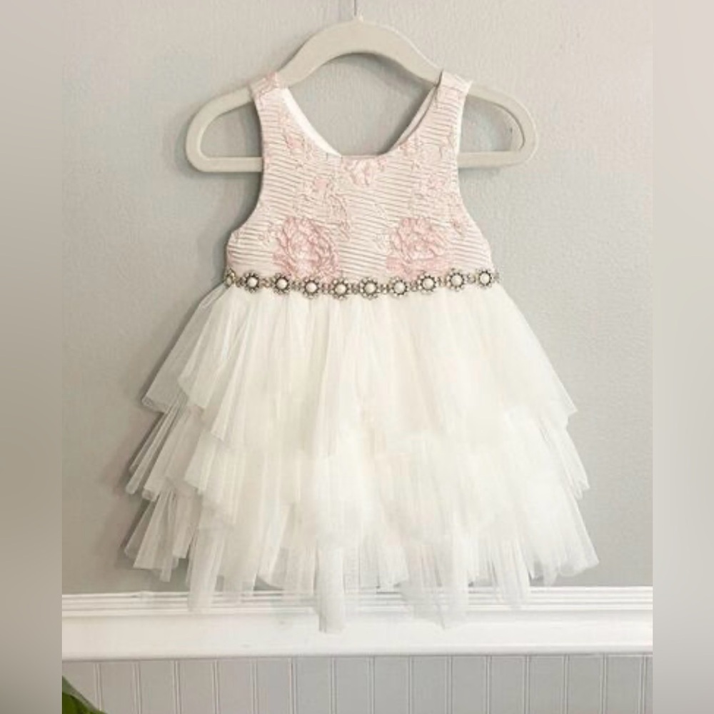 American Princess Pink and White Layered Tulle Dress